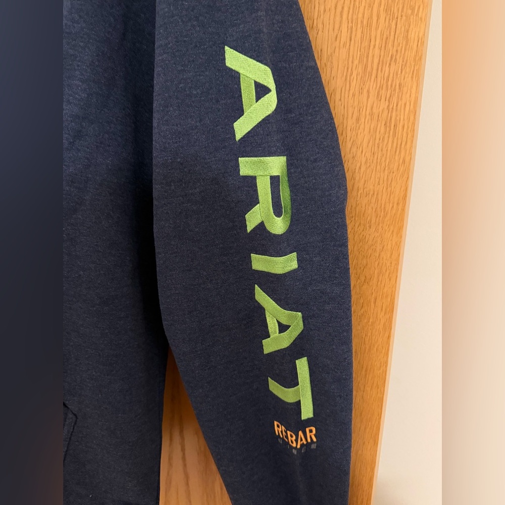 Ariat Men's Dark Blue Hoodie with Neon Accents - Picture 3 of 4
